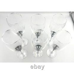 6 Crystal Orrefors Sweden Intermezzo Black Stem Champagne Flutes Wine Glasses