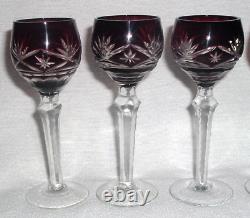 6 Crystal Ruby Red Cut to Clear 5 7/8 CORDIAL Small 2 Oz WINE GLASSES GOBLETS