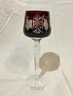6 Cut To Clear Crystal 9 Wine Hocks Bohemian-czech Stunning Pattern