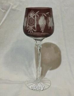 6 Cut To Clear Crystal 9 Wine Hocks Bohemian-czech Stunning Pattern