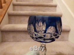 6 Cut to CLEAR Crystal Wine Glasses Blue Green Purple Red Yellow Bohemian 7.5