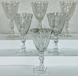 6 Fostoria CHINTZ CRYSTAL 5 3/8 4 1/2 OZ CLARET WINE GOBLETS