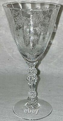 6 Fostoria CHINTZ CRYSTAL 5 3/8 4 1/2 OZ CLARET WINE GOBLETS