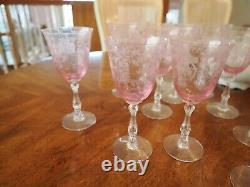 (6) Fostoria Pink Navarre Wine Claret 6 Stems Glasses Goblets Great Price. Exce