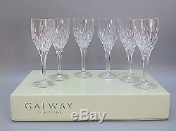 6 Galway Irish Crystal Clifdencut 10 Oz Wine Goblets/glasses Tall 8 1/2 Boxed