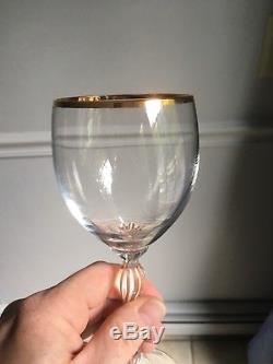 6 Hard to Find Lenox Crystal Monroe Wine Goblets with Gold Trim