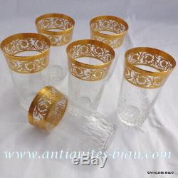 6 Highballs in crystal St-Louis Thistle gold 4.7 inch perfect