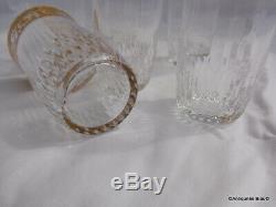 6 Highballs in crystal St-Louis Thistle gold 4.7 inch perfect