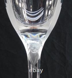 6 Lalique Winged Angel Ange de Reims Crystal Wine Glasses Signed Frosted Face
