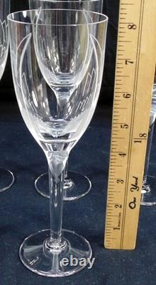 6 Lalique Winged Angel Ange de Reims Crystal Wine Glasses Signed Frosted Face