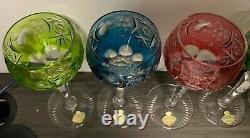 6 Nachtmann Bleikristall Crystal Cut to Clear Wine Goblets New with orig stickers
