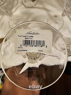 (6) Noritake Christiana Platinum Crystal Wine Glasses Set of Six Glasses