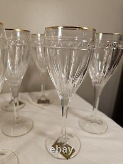 (6) Noritake Christiana Platinum Crystal Wine Glasses Set of Six Glasses