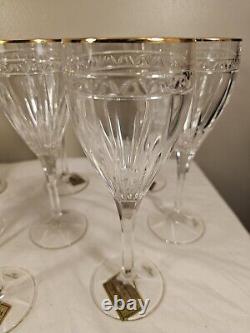 (6) Noritake Christiana Platinum Crystal Wine Glasses Set of Six Glasses