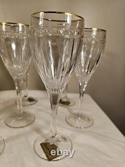 (6) Noritake Christiana Platinum Crystal Wine Glasses Set of Six Glasses