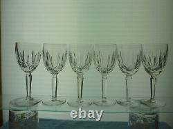 6 Old Mark Waterford Crystal KILDARE 6.5 Claret Wine Glasses Goblets Plain Base