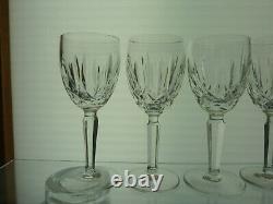 6 Old Mark Waterford Crystal KILDARE 6.5 Claret Wine Glasses Goblets Plain Base