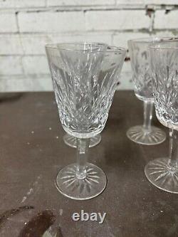 6 Old Mark Waterford Crystal LISMORE 5 5/8 Claret Wine Glasses Goblets