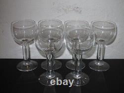 (6) Orrefors Crystal Column Claret Wine Glasses