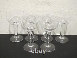 (6) Orrefors Crystal Column Claret Wine Glasses