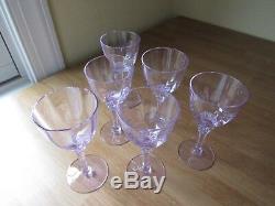 6 Rare Tiffin-franciscan Twilight Blue Crystal Wine Glasses Optic Bowl 5 3/8 USA