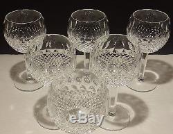 6 Rare Waterford Crystal Colleen Balloon Wine Glasses 7 1/8 Mint