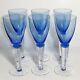 6 SASAKI LUMINA BLUE Wine Glasses / 8 Inches Fine Japanese Crystal / Ultra Rare