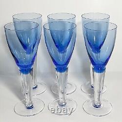 6 SASAKI LUMINA BLUE Wine Glasses / 8 Inches Fine Japanese Crystal / Ultra Rare