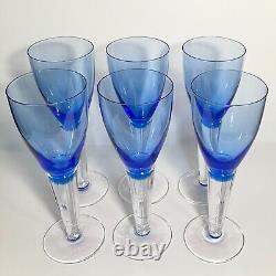 6 SASAKI LUMINA BLUE Wine Glasses / 8 Inches Fine Japanese Crystal / Ultra Rare