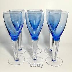 6 SASAKI LUMINA BLUE Wine Glasses / 8 Inches Fine Japanese Crystal / Ultra Rare