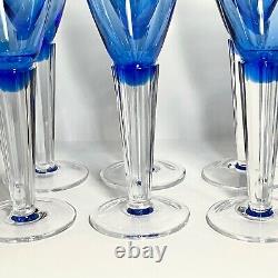 6 SASAKI LUMINA BLUE Wine Glasses / 8 Inches Fine Japanese Crystal / Ultra Rare