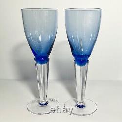 6 SASAKI LUMINA BLUE Wine Glasses / 8 Inches Fine Japanese Crystal / Ultra Rare