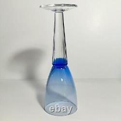 6 SASAKI LUMINA BLUE Wine Glasses / 8 Inches Fine Japanese Crystal / Ultra Rare