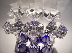 6 Saint Louis Crystal Chambord Cobalt Hock Goblets 9 Mint Cond. Orig. Label