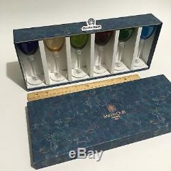 6 Saint St Louis Grand Lieu Crystal Colored Wine Hocks Colorful Vintage VG SEE