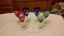 6 St Louis France Crystal Cut To Clear Claret Wine Glasses Chantilly Overlay