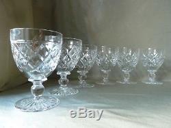 6 Stuart Crystal Victoria Cut Big Water or Wine Glasses/Goblets, Signed