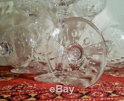 6 Thomas Webb cut crystal goblet wine cordial vtg english glass stemware flower