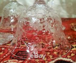 6 Thomas Webb cut crystal goblet wine cordial vtg english glass stemware flower