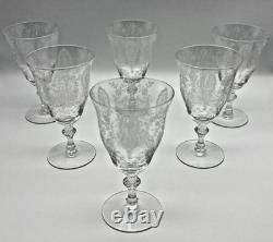 6 Tiffin June Night Crystal 6 3/8 Low Foot Water or Wine Goblets 10 Ounce