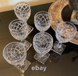 6 Val Saint Lambert St. Helene 5 3/4 Crystal Wine Glasses Square Foot Pristine