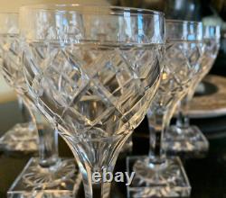 6 Val Saint Lambert St. Helene 5 3/4 Crystal Wine Glasses Square Foot Pristine