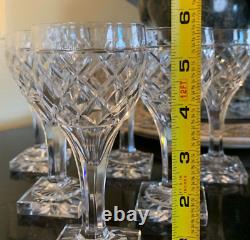 6 Val Saint Lambert St. Helene 5 3/4 Crystal Wine Glasses Square Foot Pristine