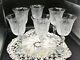 6 Vintage Bohemia Hand Cut Lead Crystal Wine Glasses Queen's Lace Fan and Star