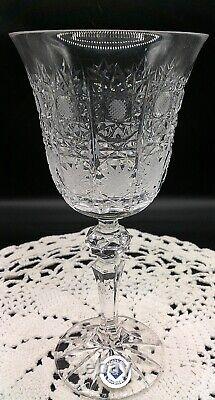 6 Vintage Bohemia Hand Cut Lead Crystal Wine Glasses Queen's Lace Fan and Star