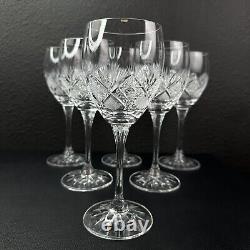 6 Vintage Bohemian Czech Crystal Diamond Cut Hock or White Wine glasses