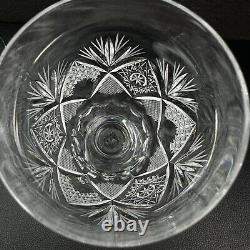 6 Vintage Bohemian Czech Crystal Diamond Cut Hock or White Wine glasses