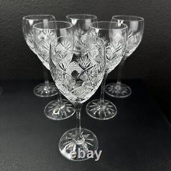 6 Vintage Bohemian Czech Crystal Diamond Cut Hock or White Wine glasses