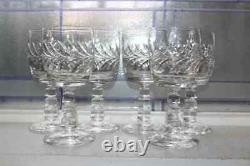 6 Vintage Elegant Cut Crystal Wine Glasses Ice Cube Stem