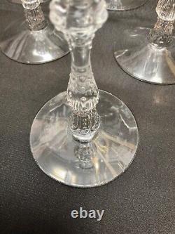 6 Vintage Etched Optic Crystal Wine Goblets Fostoria Navarre Water Goblets